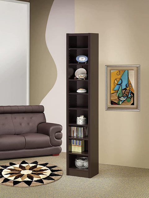Oakestry Narrow 9-Shelf Bookcase Cappuccino