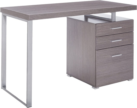 Oakestry Left or Right Facing 47-Inch Modern Home Office Computer Study Writing Desk with Filing Drawer, 48&#34;L, Grey &amp; Silver