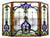 Oakestry 3pcs Folding Victorian 44&#34; Wide Tiffany-Glass Fireplace Screen, Red