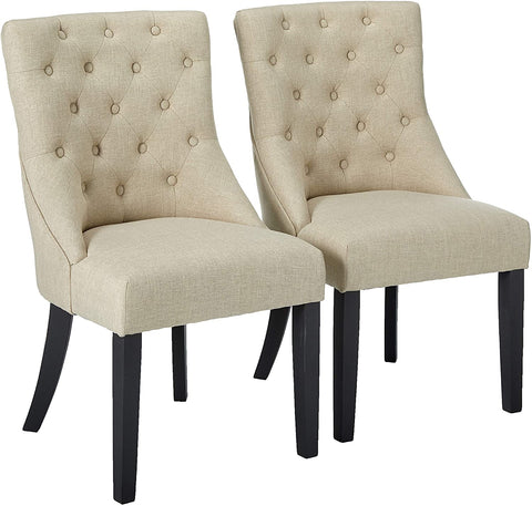 Oakestry Prairie Side Chair in Cream Linen Upholstery-Set of 2