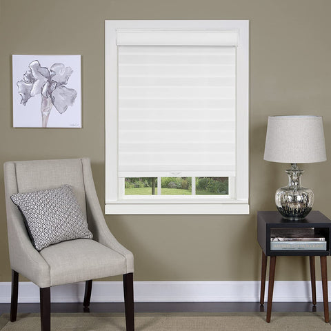 Oakestry Cordless Celestial Sheer Double Layered Shade, 33 by 72&#34;, White (CC3372WH02)