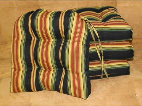 Oakestry Spun Polyester Patterned Outdoor U-Shaped Tufted Chair Cushions Set, Set of 4, 16&#34;, Lyndhurst Raven