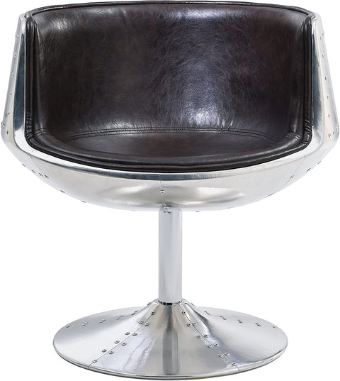 Oakestry Conan PU Leather Swivel Chair,Aluminum Legs,Distressed Java Brown
