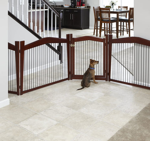 Oakestry 2-in-1 Configurable Pet Crate and Gate, Brown, Large