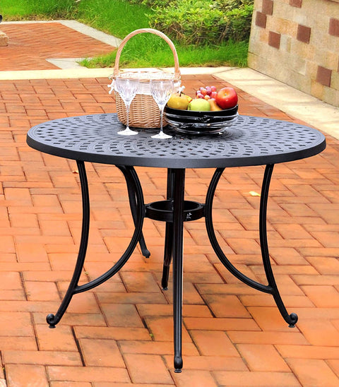 Oakestry Sedona Solid-Cast Aluminum Outdoor Dining Table, 42-inch, Black