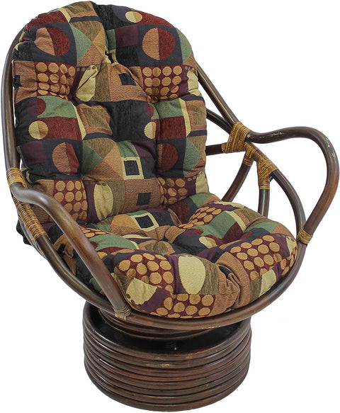 Oakestry Patterned Jacquard Chenille Swivel Rocker Chair Cushion, 48&#34; x 24&#34;, Kaleidoscope