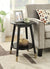 Oakestry Wilson Mid Century Round End Table with Bottom Shelf, Black
