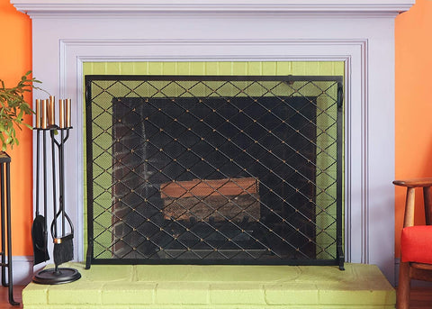 Oakestry Harlequin Flat Fireplace Screen, 44 x 33-in