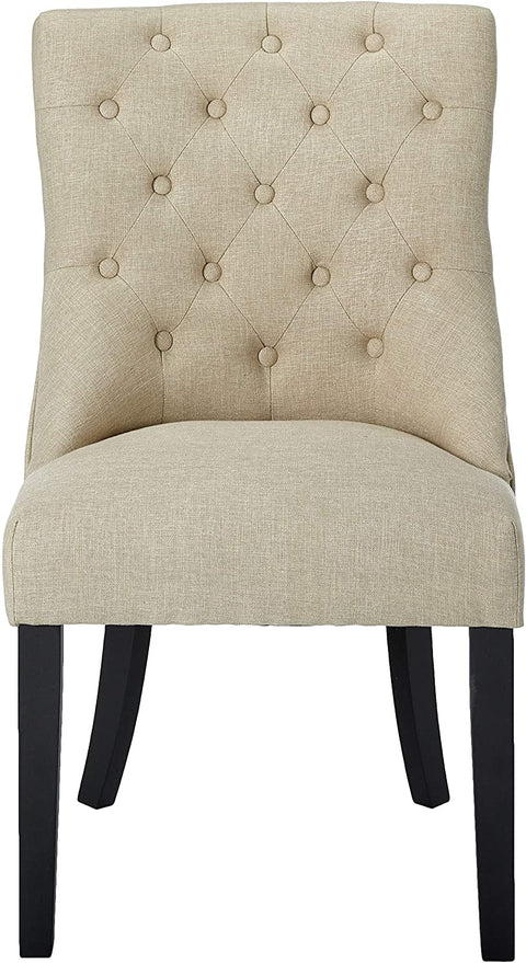 Oakestry Prairie Side Chair in Cream Linen Upholstery-Set of 2