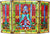 Oakestry 3pcs Folding Victorian 44&#34; Wide Tiffany-Glass Fireplace Screen, Red