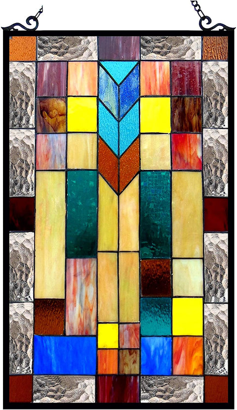 Oakestry 16x26 Tate Tiffany-Glass Mosaic Design Window Panel