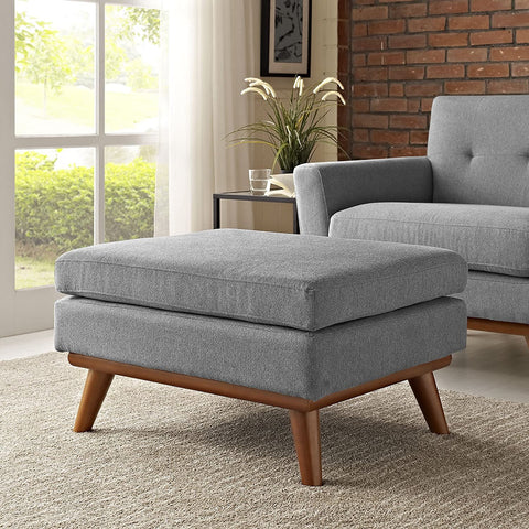 Oakestry Engage Mid-Century Modern Upholstered Fabric Ottoman in Expectation Gray