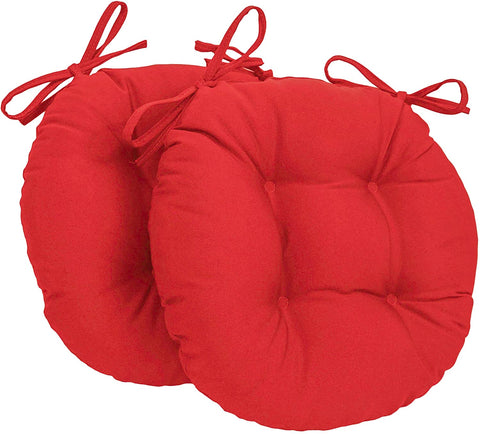 Oakestry Solid Twill Round Tufted Chair Cushions (Set of 2), 16&#34;, Red