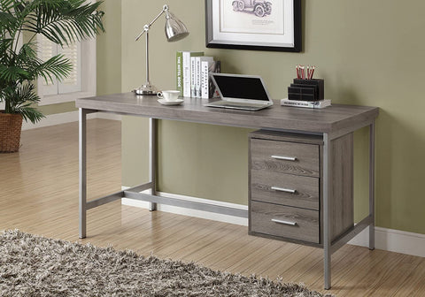 Oakestry Hollow-Core/Silver Metal Office Desk, 60&#34;, white