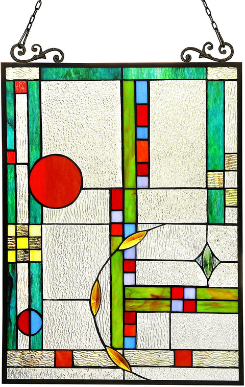Oakestry 17.5x25 MONDRIAAN Tiffany-Glass Window Panel, One Size