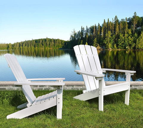 Oakestry ADC0511120110 Lakeside, White Faux Wood Adirondack Chair