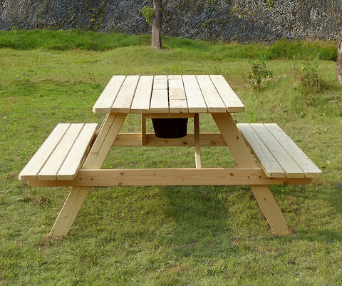 Oakestry Cooler Wooden Picnic Table and Bench Kit Outdoor Patio Dining Table, Natural