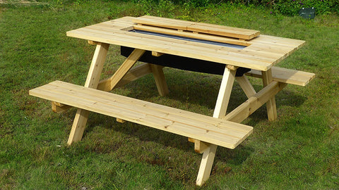 Oakestry Cooler Wooden Picnic Table and Bench Kit Outdoor Patio Dining Table, Natural