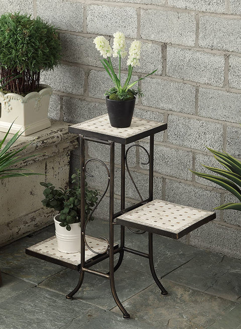 Oakestry 3 Tier Travertine Plant Stand