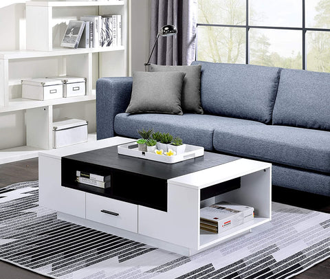 Oakestry Armour Coffee Table, White &amp; Black